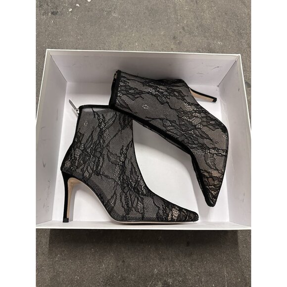 L'AGENCE Mila Booties Heels Lace Black Suede Leather - Picture 4 of 6